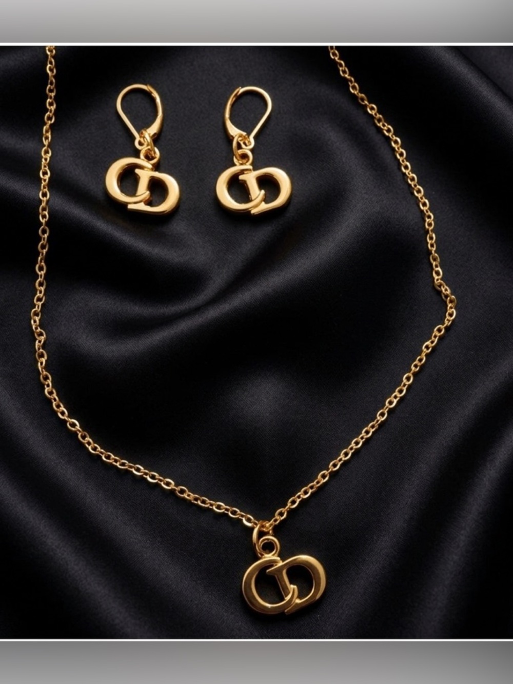 Handmade zipper pull designer cd set gold Necklace and Earring Set